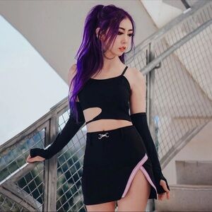 Black Mini Skirt with Pink Accent